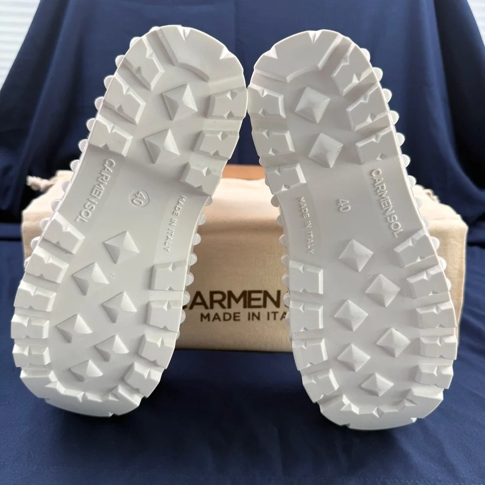 Carmen Sol Graziano White Jelly Studded Platform Rain Boots Italy Sz 40 US Sz 10